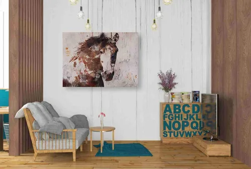 Vista 3 de Epic Graffiti Irena Orlov - Lienzo decorativo para pared, diseño de "Brown 2 Gorgeous Horse", 34 x 26 pulgadas