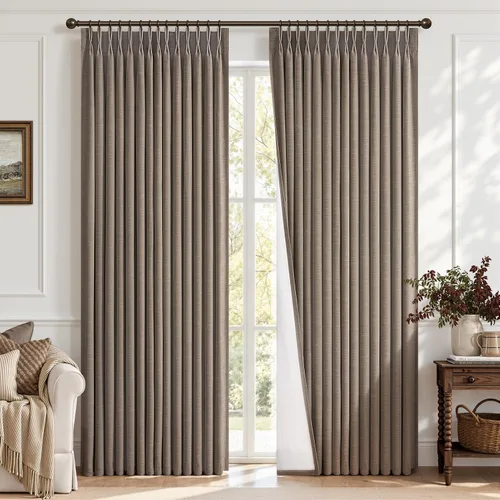 Vista 47 de Topfinel - Cortinas opacas plisadas de 96 pulgadas para dormitorio, 2 paneles Natural
