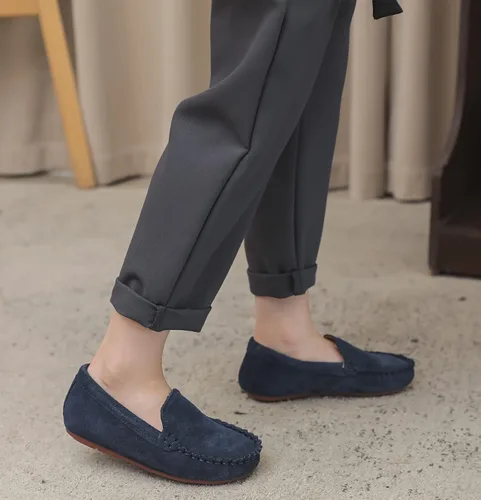 Vista 6 de DADAWEN Mocasines de piel de ante suave para niños y niñas pequeños, zapatos de vestir planos para barco, para boda, iglesia, zapatos Oxford