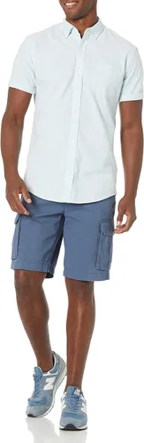 Vista 5 de Tienda Essentials Camisa Oxford de manga corta con bolsillo para hombre