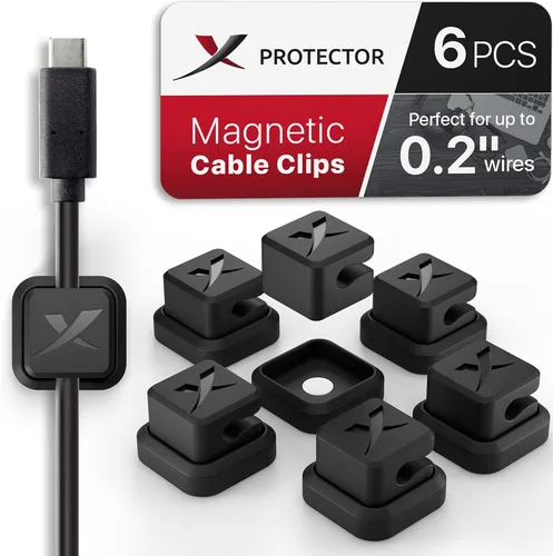 Vista 9 de X-Protector - 2 pares de soportes magnéticos para cables - Clips de cable premium - Soporte de cable autoadhesivo para automóvil - Organizador