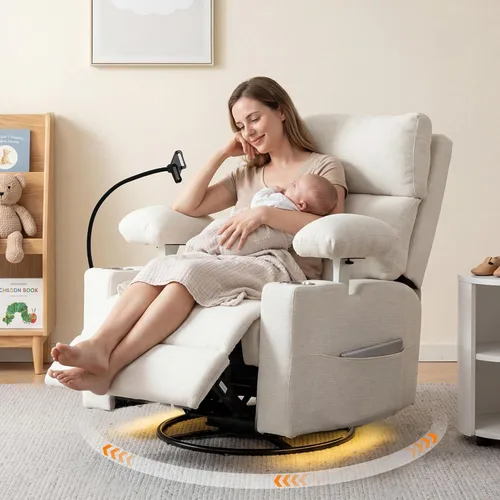 Vista 10 de FiveWillowise Mecedora eléctrica para guardería con brazos ajustables y Gris oscuro