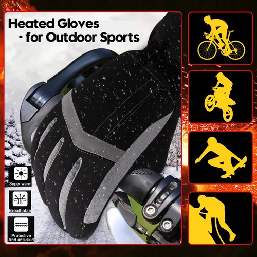 Vista 6 de SVPRO Guantes térmicos para hombres y mujeres, guantes de invierno de caza con calefacción, guantes de esquí eléctricos y guantes de snowboard