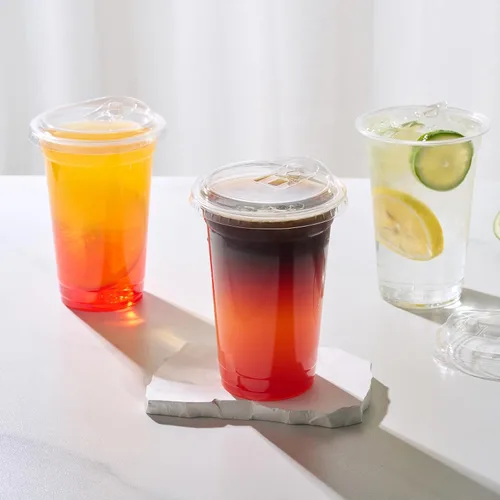 Vista 5 de Turbo Bee 12 OZ 200 Juegos Vasos de Plástico Transparente Cristalino con Tapas para Sorber sin Pajilla, Vasos de Plástico Desechables Transparentes