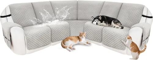 Vista 44 de Fundas para sofá modular reclinable, de terciopelo en forma de L, funda de consola central para perros y mascotas, lavable antideslizante, 1 funda