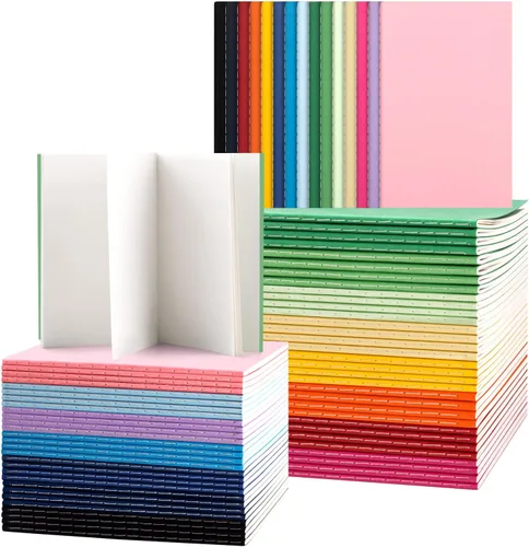 Vista 12 de Paquete de 150 mini cuadernos coloridos de bolsillo en blanco, diarios a granel, cuadernos pequeños de 3.5 x 5.5, 30 hojas/60 páginas, mini