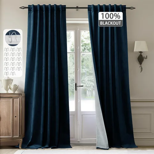 Vista 62 de StangH Cortinas 100% opacas, color beige, terciopelo suave y grueso, cortinas para ventana de dormitorio, forro blanco, cortinas con aislamiento