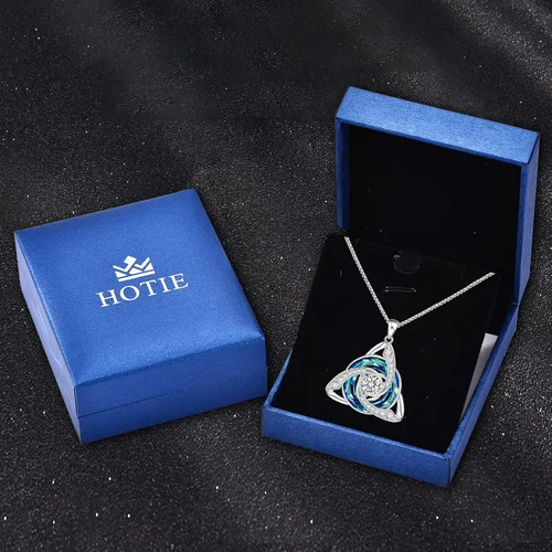 Vista 7 de HOTIE Celtic Jewelry for Women 925 Sterling Silver Celtic Knot Necklace Triquetra Snake Pendant Irish Jewelry for Women Birthday Anniversary