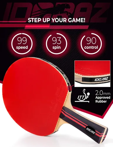 Vista 2 de Professional Ping Pong Paddle with ITTF Rubber and Carrying Case Table Tennis Racket with Speed 99, Spin 93, Control 90, Improves Accuracy and