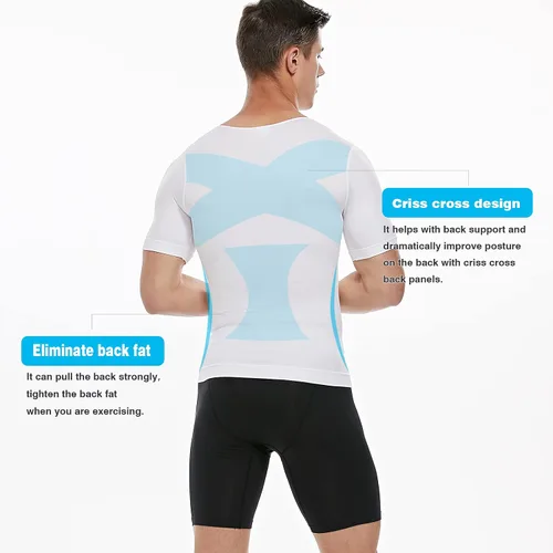 Vista 3 de Camiseta de compresión para hombre, camiseta sin mangas adelgazante, chaleco de entrenamiento para abdominales y abdomen, moldeador de cuerpo delgado