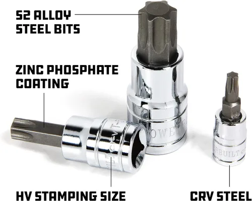 Vista 3 de Powerbuilt T-20 Star Bit Socket, unidad de 3/8 pulgadas, Torx, marca de tamaño de alta visibilidad - 648513