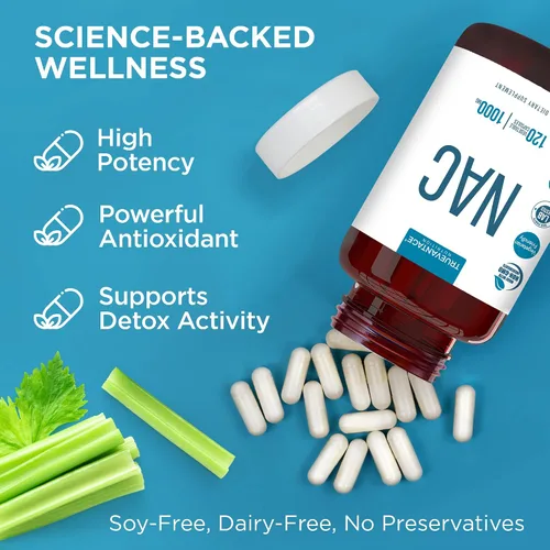 Vista 6 de Suplemento NAC (N-acetil cisteína) – 1000 mg de apoyo antioxidante – Promueve la salud del hígado y la desintoxicación – Aumenta la salud pulmonar e