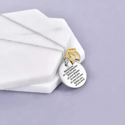 Vista 3 de YFN Regalo de graduación de plata de ley, collar con colgante inspirador, joyería de graduación para mujer