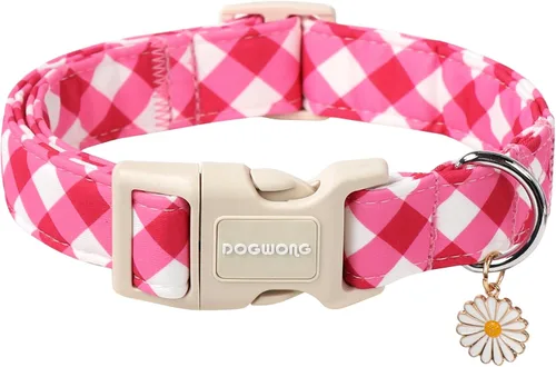 Vista 33 de DOGWONG Collar de Algodón para Perro, Collar para Perro de Cuadros Azules Resistente, Collar Suave y Duradero para Perro Macho, Lindo Collar de A
