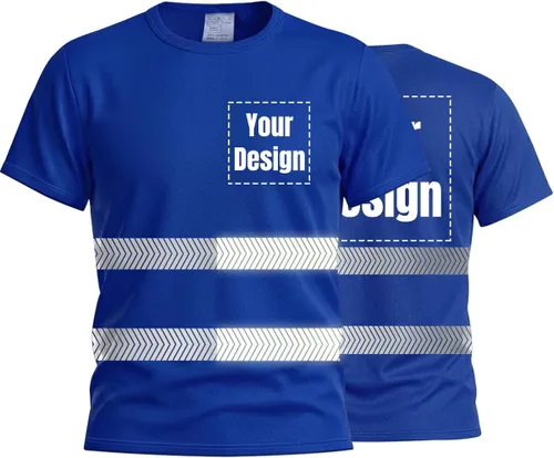 Vista 10 de Camiseta Hi Vis con tira reflectante de alta visibilidad, camisetas de seguridad personalizadas para tu logotipo, camisas de trabajo al aire libre