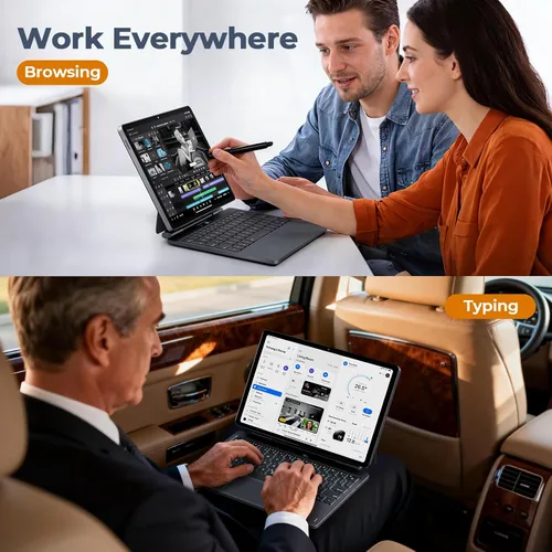 Vista 7 de LAUDTEC - Funda con teclado mágico para Samsung Galaxy Tab S11 / S9 de 11 pulgadas, S10 Lite / S10 FE / S9 FE 5G 10.9 pulgadas, soporte flotante