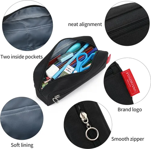 Vista 3 de FUXINGYAO Estuche grande para lápices y bolígrafos de gran capacidad para oficina, bolsa de almacenamiento simple, estuche de papelería para adultos