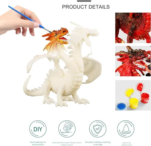 Vista 3 de Ferthor Fun Dragon Toys Kit de pintura de dragón, juego de manualidades para niños con juguete educativo de 13 colores para pintar tu propio regalo