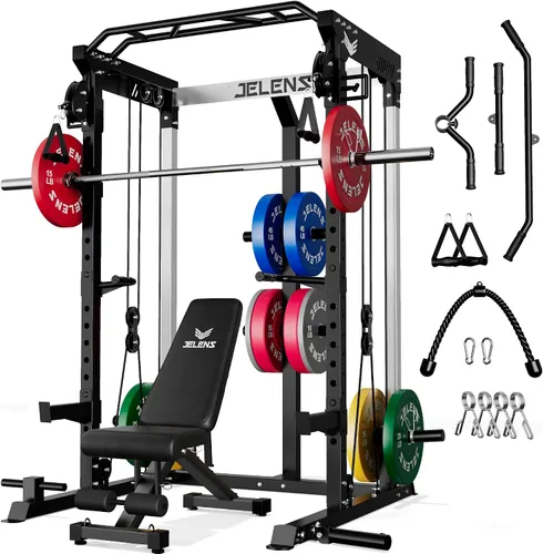 Vista 20 de C21 Power Cage 2000LBS Multi-Function Power Rack with Independent Dual Pulley System, All-in-One Squat Rack for Cable Crossover, Home Gym Workout