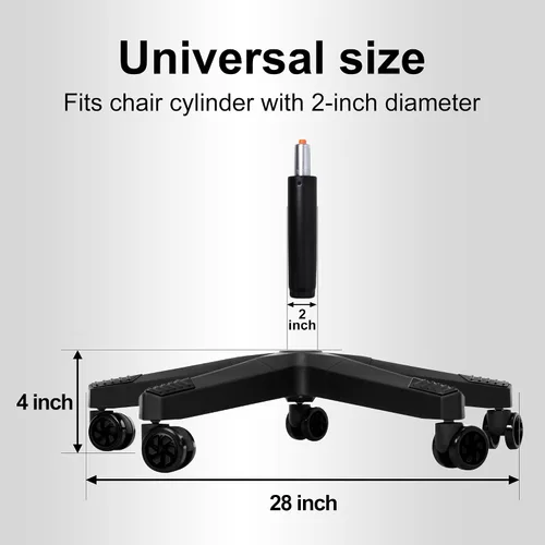 Vista 3 de Frassie Pieza de repuesto de base de silla de oficina de nailon resistente de 28 pulgadas con 5 ruedas