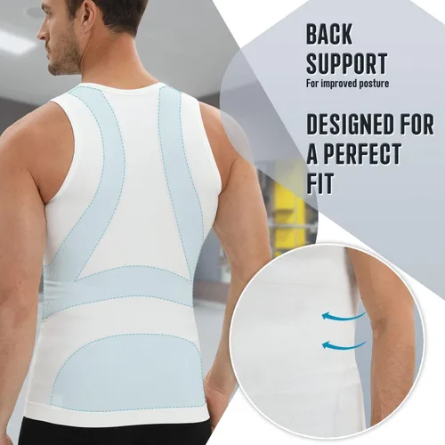 Vista 3 de Gynecomastia Compression Shirt for Men, Slimming Tank Top Undershirts, Mens Body Shaper Vest