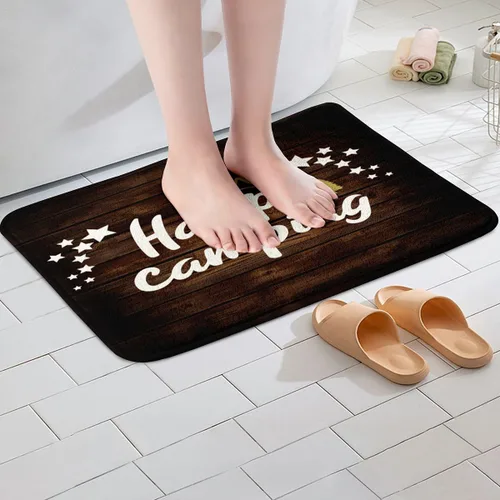 Vista 5 de Feelyou Alfombras de baño para cámper, alfombras de baño para campamento feliz, para ducha, tina, caravana, camping, baño, antideslizantes