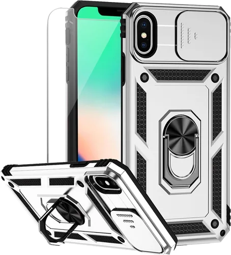 Vista 10 de M MAIKEZI Funda para iPhone X/iPhone Xs con cubierta para lente de cámara, protector de pantalla HD, protección contra caídas de grado militar