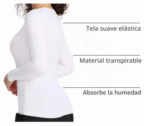 Vista 4 de COZYFIT Camisetas de Scrub de Manga Larga para Mujer - Camiseta Cómoda para Usar Debajo del Uniforme Blanco
