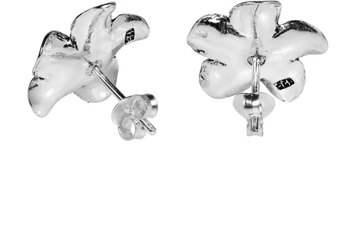 Vista 3 de Plumeria Flor 15mm plata de ley 925. Post Earrings