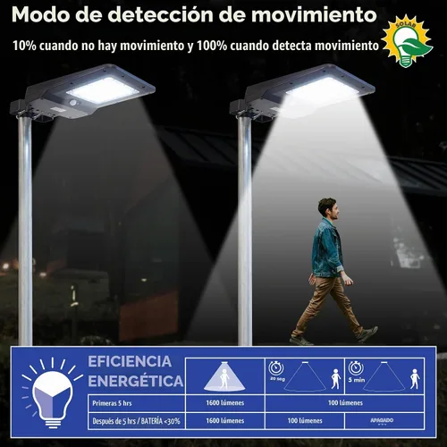 Vista 4 de Wagan EL8586 - Farola solar integrada de 1600 lúmenes, reflector de seguridad, sensor de movimiento, impermeable, resistente a la intemperie