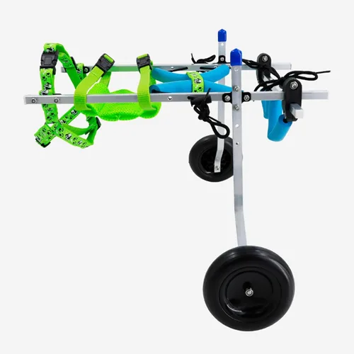 Vista 2 de Silla de ruedas para perros y gatos con 2 ruedas y arnés, remolque de bicicleta para perros extra pequeño para patas traseras paralizadas, carrito