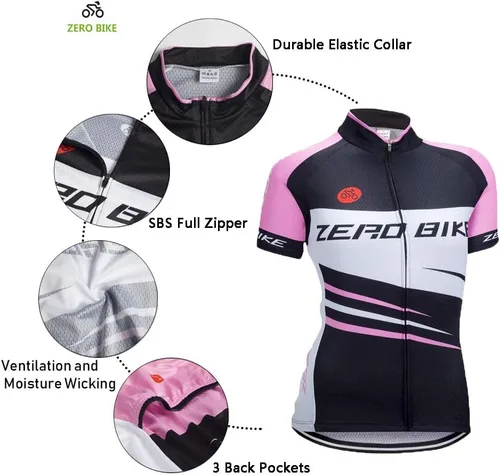 Vista 51 de Jersey de ciclismo para mujer, de manga corta, secado rápido, transpirable, para montaña.