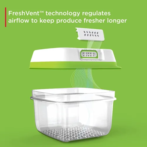 Vista 2 de Rubbermaid FreshWorks Recipiente para guardar alimentos, recipientes grandes de almacenamiento de productos, juego de 4 piezas