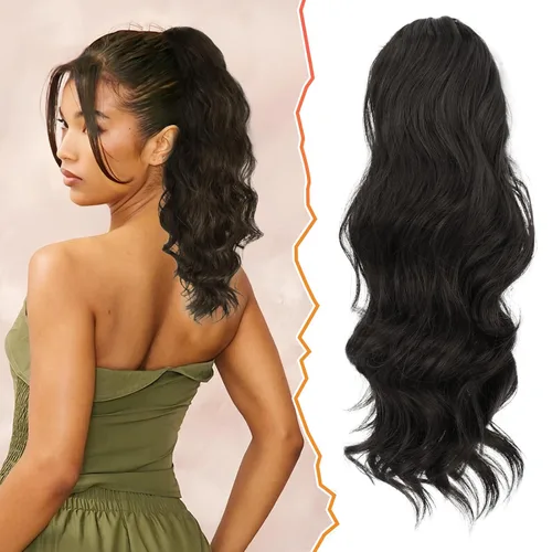 Vista 17 de BARSDAR Extensión de cola de caballo resaltada - 20 pulgadas de extensión de cola de caballo rizada y ondulada con cordón para mujeres - Extensiones