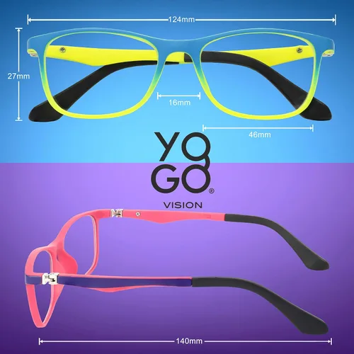 Vista 4 de Yogo Vision Kids Blue Light Blocking Glasses Computer Eyeglasses Boys Girls Square Frames Anti Strain Reduce Glare