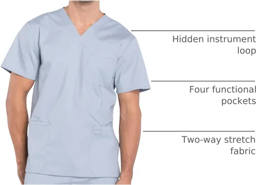 Vista 24 de Cherokee WW Professionals WW695 - Camisa de uniforme sanitario para hombre, con cuello en V