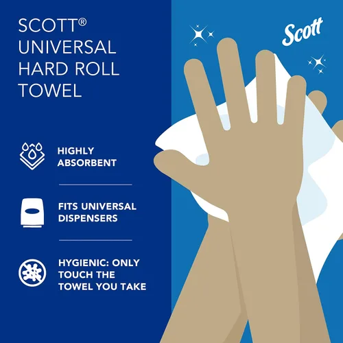 Vista 10 de Scott® Essential - Toallas de rollo duro universales (02068), con Absorbency Pockets™, núcleo de 1.5 pulgadas, blanco