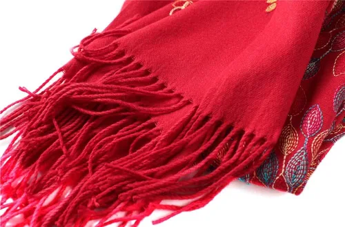 Vista 6 de Urban CoCo Bufanda bordada de gran tamaño con borlas para mujer