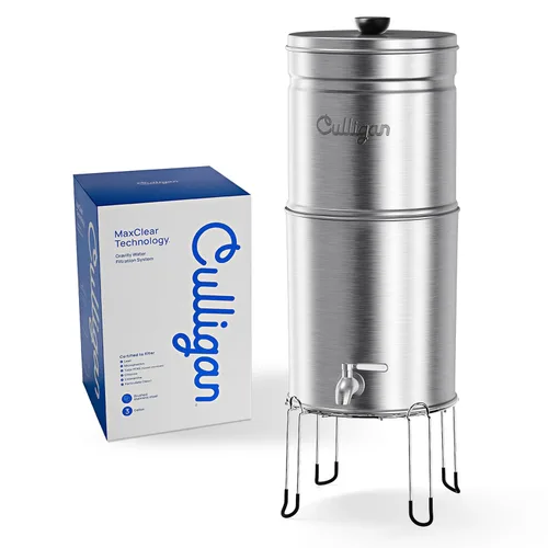 Vista 3 de Culligan MaxClear - Sistema de filtro de agua por gravedad de 3 galones, filtro de agua de acero inoxidable cepillado para encimera, certificado