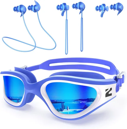 Vista 19 de ZIONOR G1 Lite - Gafas de natación polarizadas con 3 pares de tapones para los oídos, gafas de natación con protección UV antivaho para adultos