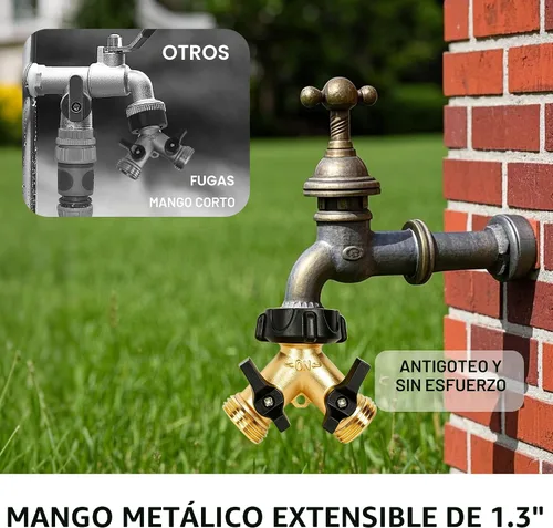 Vista 3 de LIULO TOOL Divisor de Manguera de Jardín de Latón de 2 Vías, Divisor en Y de Manguera de 3/4 Pulgadas, Conector de Manguera de Latón Resistente