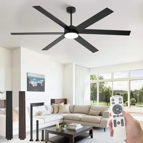 Vista 9 de Fanbulous Ventiladores de techo de 56 pulgadas con luces y control remoto, 6 aspas reversibles, regulables, 3000K-6000K ajustables, ventiladores