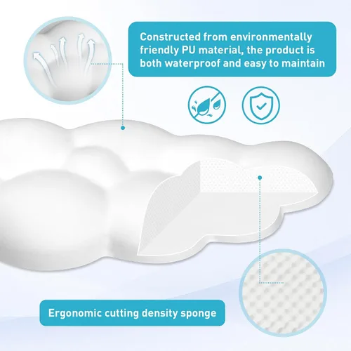 Vista 2 de Cloud - Teclado reposamuñecas – Espuma viscoelástica con soporte de muñeca de piel sintética para teclados de computadora, diseñado ergonómicamente