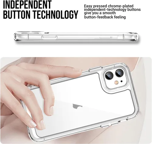 Vista 4 de Funda para iPhone 11: cubierta de teléfono a prueba de golpes de grado militar con protector de pantalla de vidrio templado, antiarañazos y Cristal