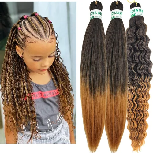 Vista 102 de Cabello trenzado para niños preestirado de 16 pulgadas, color negro para niños, trenzas sin nudos