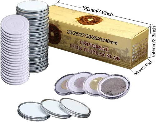Vista 7 de 20 cápsulas de monedas de 1.81 pulgadas con 6 tamaños de juntas de espuma para colección de monedas, monedas de plata americana Eagle Liberty, medio