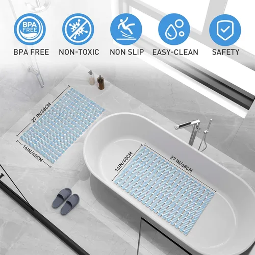 Vista 2 de XIYUNTE Tapete de Ducha Antideslizante para Bañera - 27 X 16 Pulgadas Tapete de Bañera TPE Tapetes de Ducha Antideslizantes para Interior de Ducha