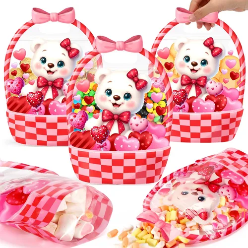 Vista 15 de Fuutreo 50 bolsas de regalo de Halloween con asas, plástico de esqueleto