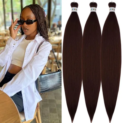 Vista 68 de Cabello trenzado para niños preestirado de 16 pulgadas, color negro para niños, trenzas sin nudos
