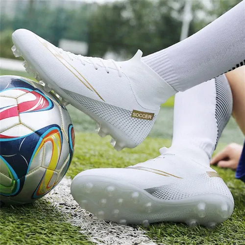 Vista 3 de MFSH Unisex-Cleats Soccer Shoes for Big Boy Fgag High-top Spikes Football Shoes for Younth Professional Training Turf Indoor Ankle Boots Athletic
